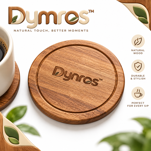 Dymros Round Wooden Coaster — view 1
