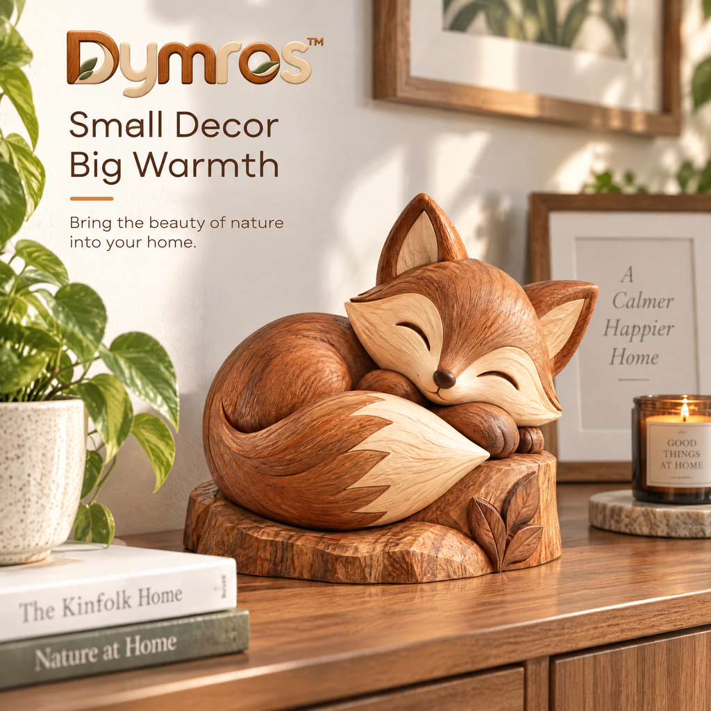 Dymros Sleeping Fox Wooden Figurine — view 2