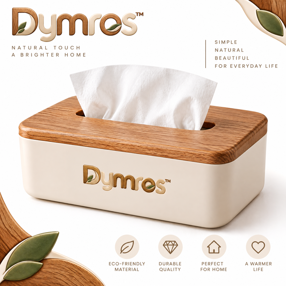 Dymros Wood-Lid Tissue Box — view 1