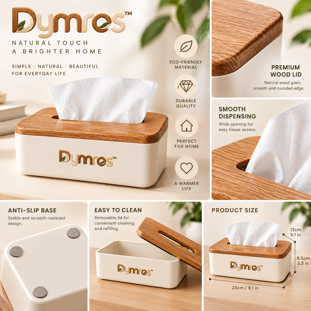 Dymros Wood-Lid Tissue Box — view 3