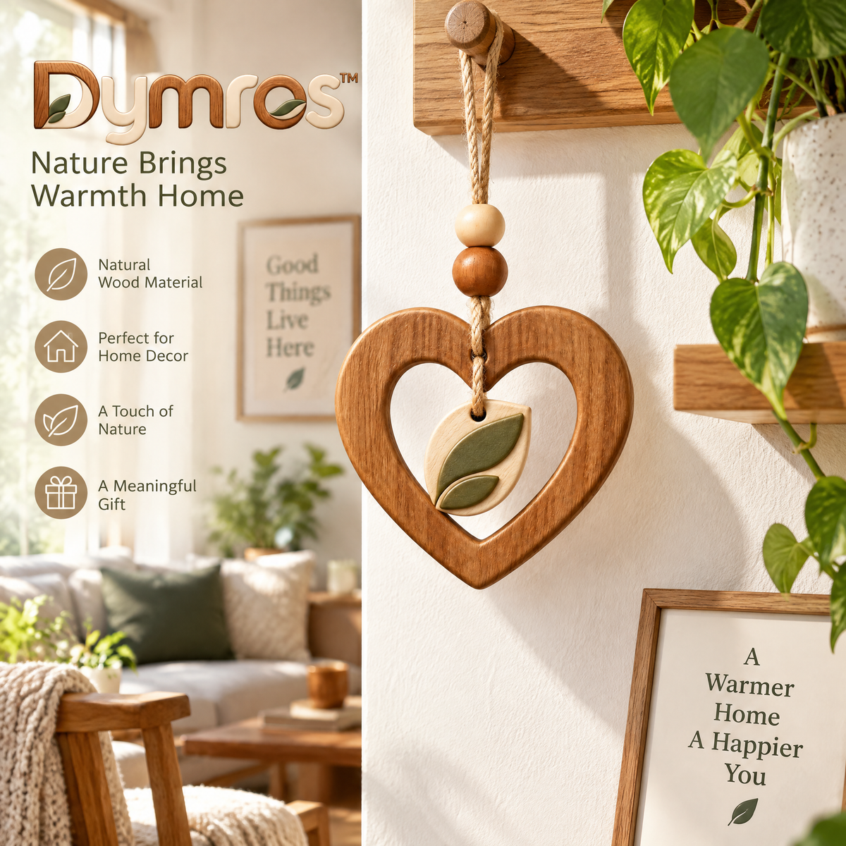 Dymros Wooden Heart Hanging Ornament — view 4