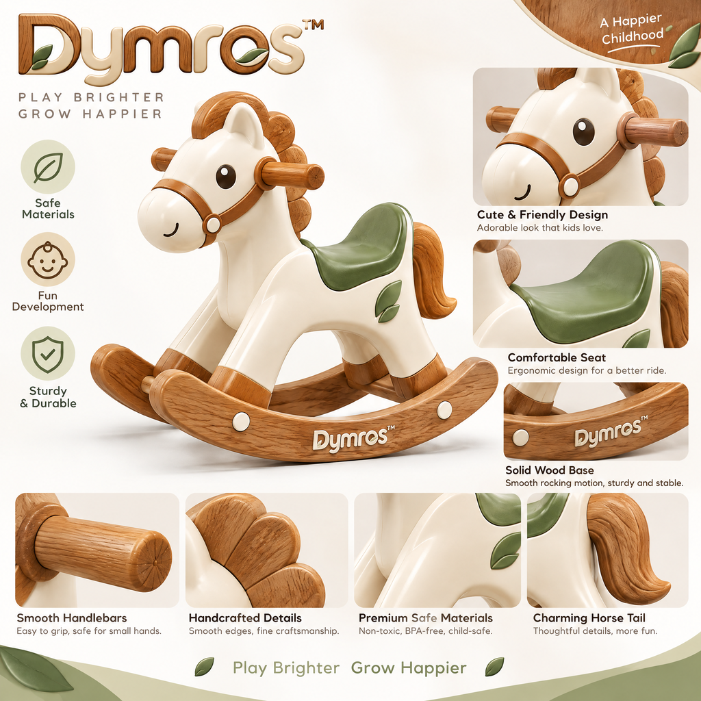 Dymros Wooden Rocking Horse Toy — view 3